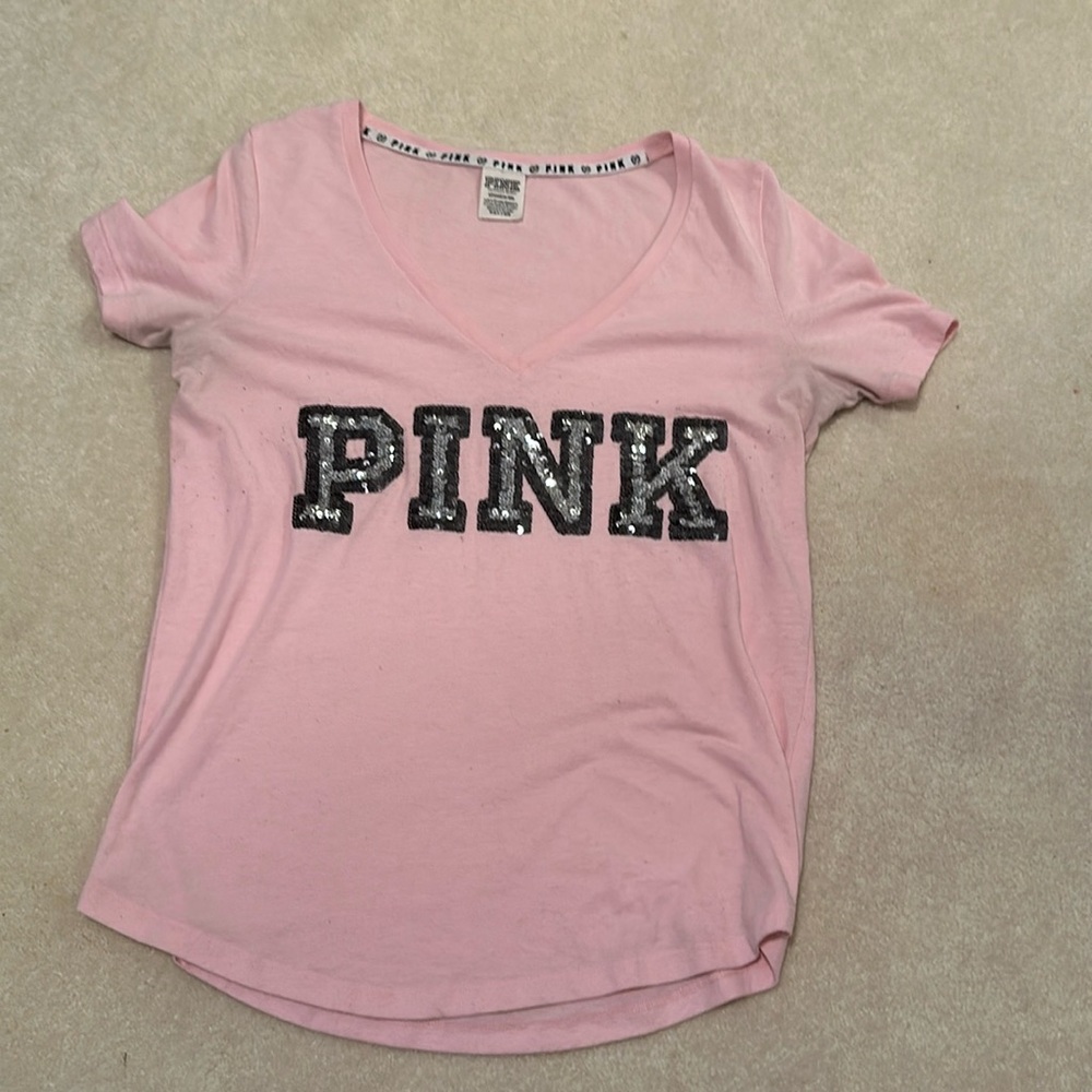 Victoria secret pink t shirt with sequins